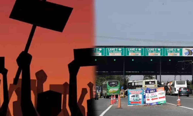 Transport unions protest rate hikes at toll plazas in Chengalpattu, Kancheepuram Transport unions protest rate hikes at toll plazas in Chengalpattu, Kancheepuram