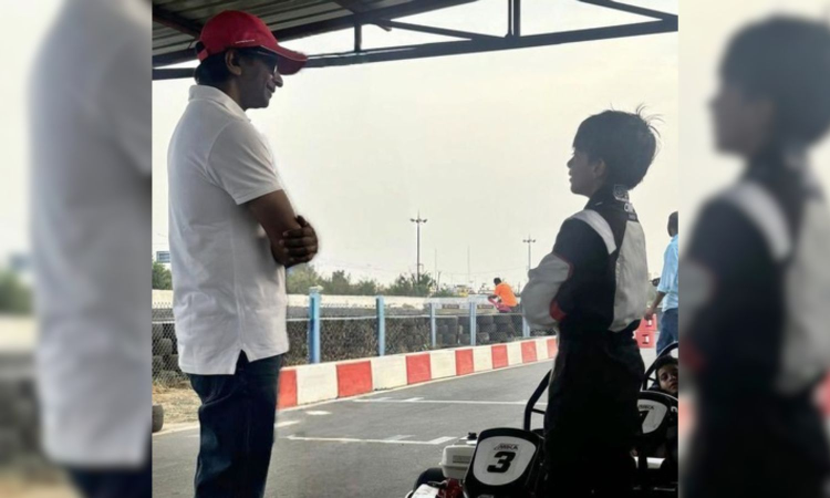Driving ace Narain Karthikeyan gives tips to Ajiths son Aadvik on car racing