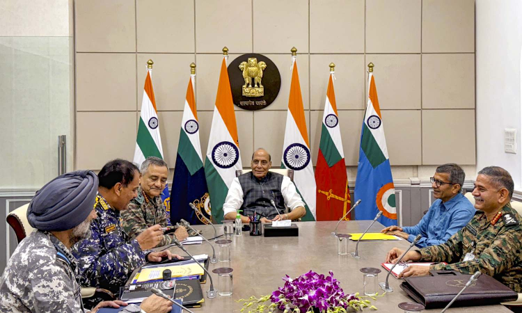 Rajnath reviews security situation with CDS, 3 service chiefs