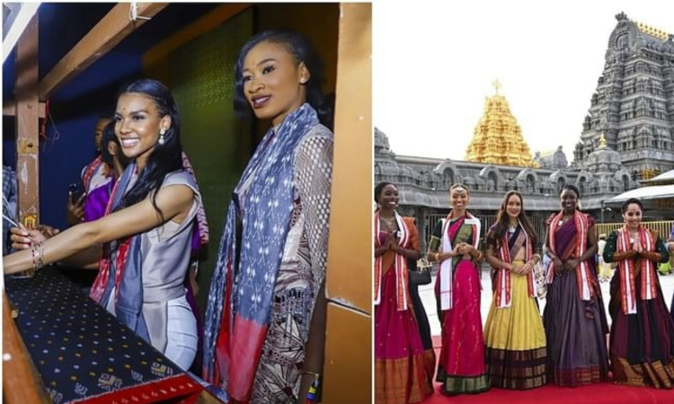 Miss World 2025 contestants witness hand-woven saree making, visit Narasimha temple