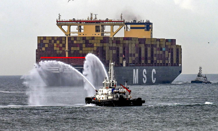 Worlds largest container ship MSC IRINA docks at Vizhinjam port
