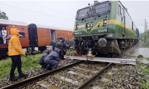 Goods train derails amid heavy rains in J-Ks Kathua