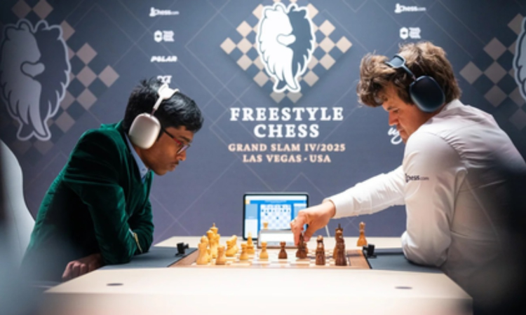 Praggnanandhaa stuns Carlsen in Las Vegas, takes joint lead in Freestyle Chess Grand Slam Praggnanandhaa stuns Carlsen in Las Vegas, takes joint lead in Freestyle Chess Grand Slam
