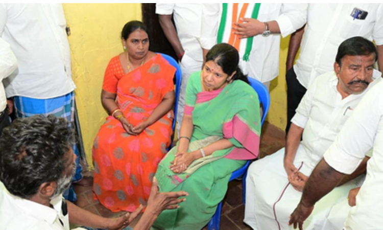 Kanimozhi assures justice for honour killing victim‘s family in Thoothukudi Kanimozhi assures justice for honour killing victim‘s family in Thoothukudi