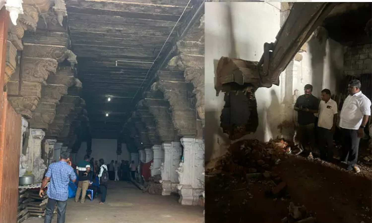 Kanyakumari: HRCE dept removes encroachments from Kanniyambalam mandapam